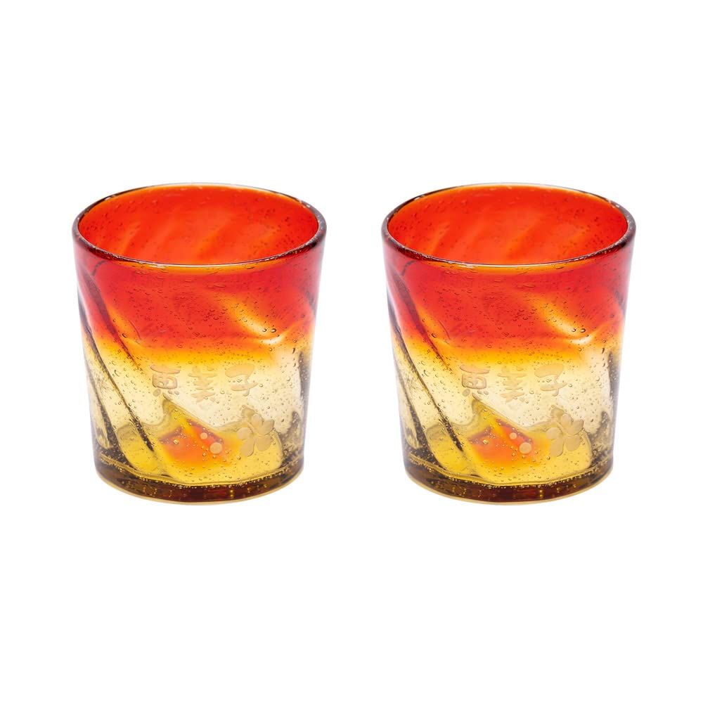 オンライン 琉球グラス レア赤オレンジ系 盛頃物 4個セット 琉球グラス